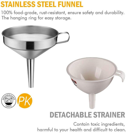🥘Stainless Steel Kitchen Funnel With Detachable Filter Strainer