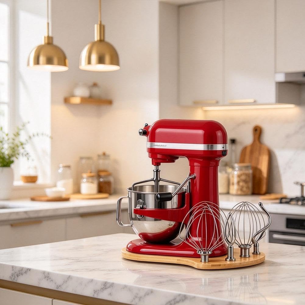 🌟Stand Mixer Sliding Tray | Wooden Mover Board with Attachment Storage Pegs