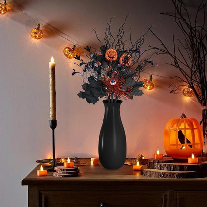3Pcs Halloween Artificial Ins Horror Flower Branch with Maple Eyeball Pumpkin
