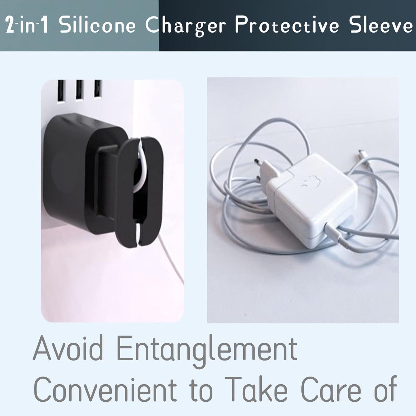 2-Pack Silicone Apple Charger Protector with Cord Wrap — Fits 18W & 20W Adapters