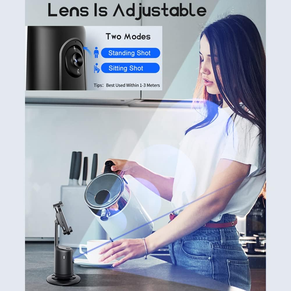 360° AI Face-Tracking Phone Holder – Supports Gesture Control | No App Required