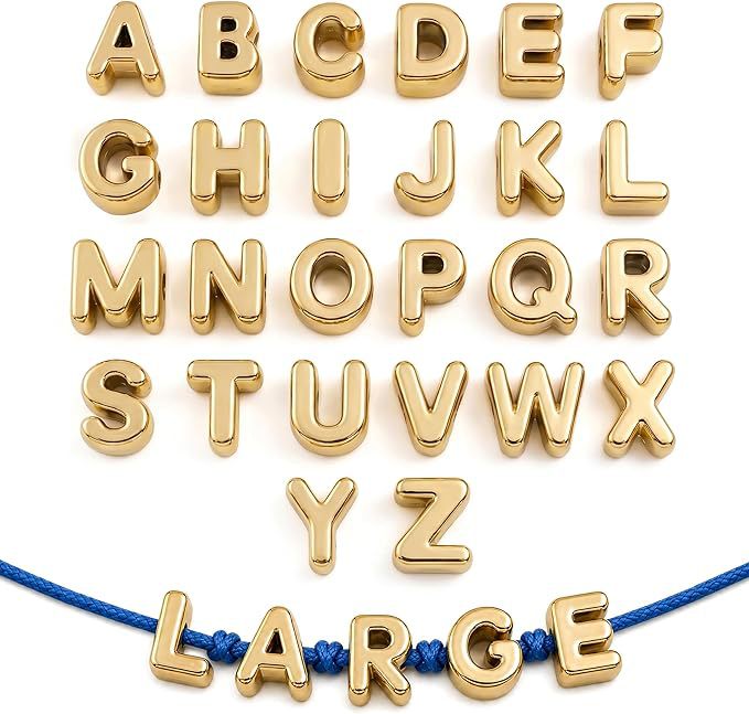 ✨ Gold Letter Beads|52 Pcs A-Z Alphabet Beads for DIY Jewelry Making