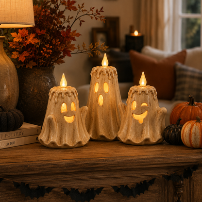 👻Ghost LED Candle Set | Halloween Spooky Ghost Decor