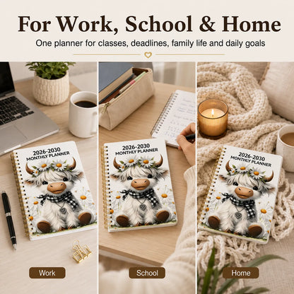 🐮  Cute Cow 5-Year Planner 2026–2030 | Monthly Organizer with Farmhouse Cover, Goal Tracking Pages & Long-Term Planning Layout ✨