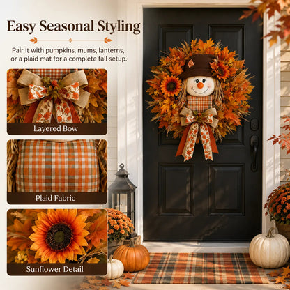 🍂 Fall Scarecrow Front Door Wreath
