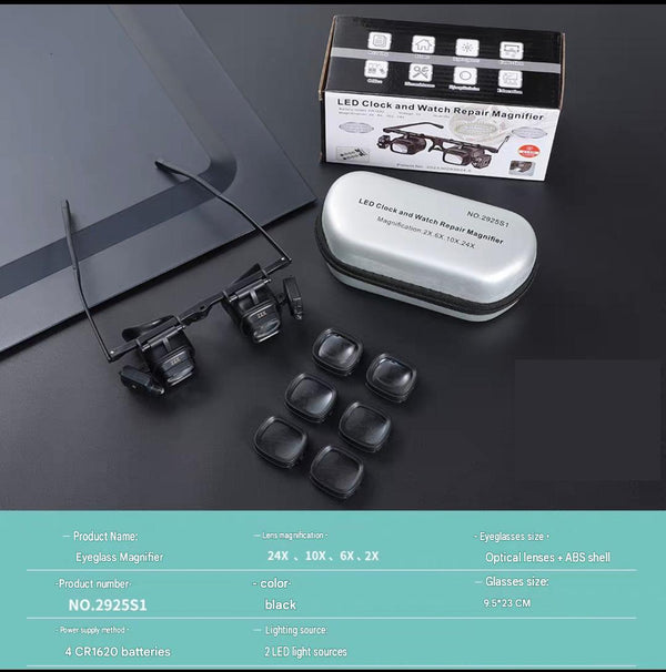 🔬LAST DAY SALE 52%OFF✨ Precision LED Magnifier Glasses – Interchangeable Lenses, Dual LED, Hands-Free 💡