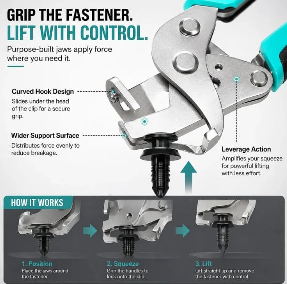 🔧 Auto Fastener Clip Removal Pliers - Quick &Easy Trim Removal Tool