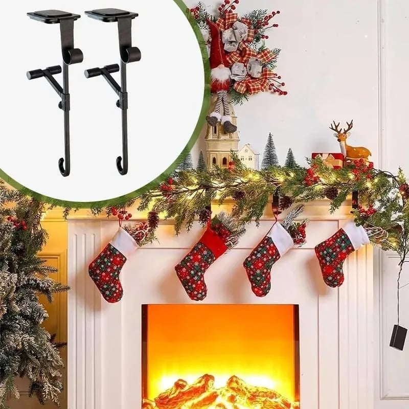 🎄🪝Adjustable Stocking & Garland Fireplace Mantel Hanger