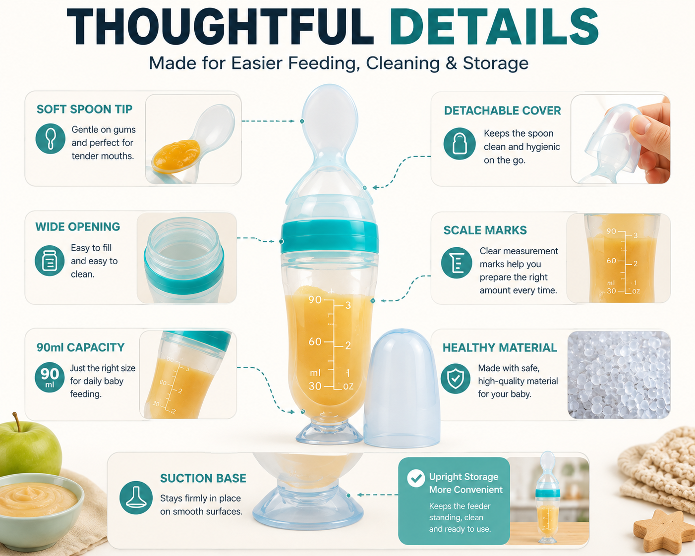 👶 Baby Food Squeeze Feeder – Mess-Free Feeding Spoon & Portable Baby Food Dispenser for Easy Mealtime