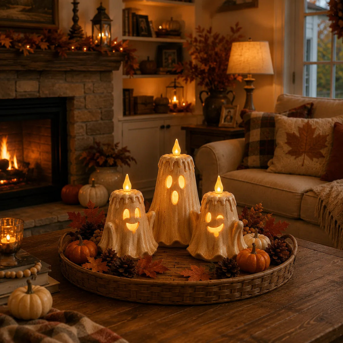 👻Ghost LED Candle Set | Halloween Spooky Ghost Decor