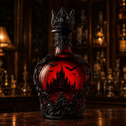 🦇 Gothic Vampire Castle Decanter & Tumbler – Dark Elegance Barware for Whisky Lovers