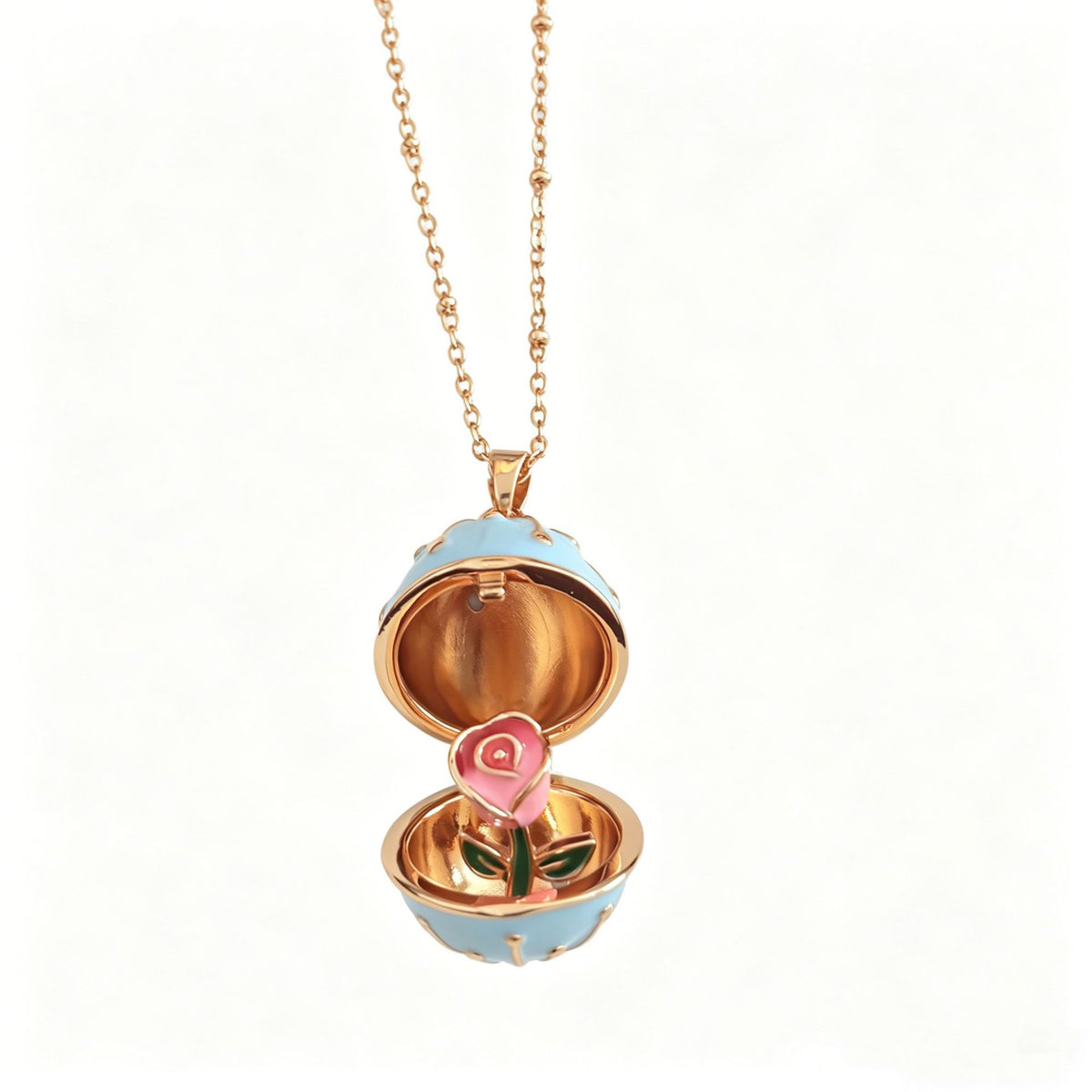 🥚💐Egg Locket Necklace with Hidden Flower