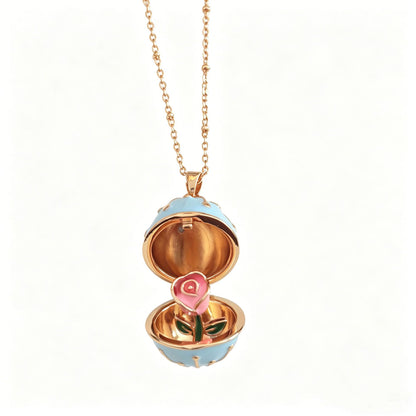 🥚💐Egg Locket Necklace with Hidden Flower