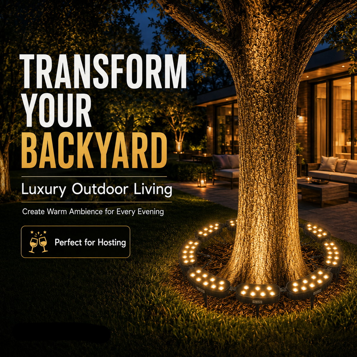 🌳Ring-Shaped Solar Tree Lights - Weatherproof Outdoor Spotlights Ideal for Trees,Pillars, and Gardens