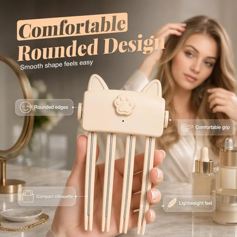 🐱 Cute Cat‑Ear Root Volume Heating Comb