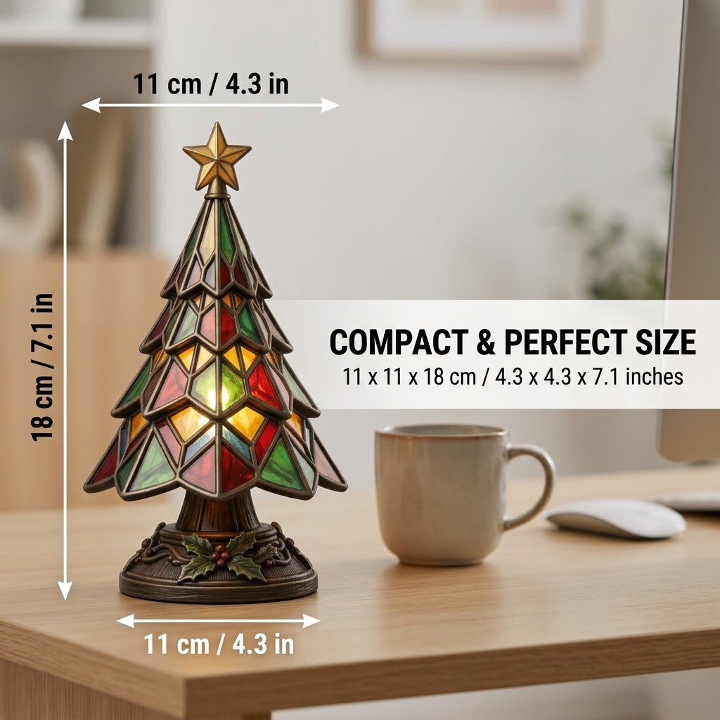 🎄Stained‑Glass Style Christmas Tree Table Lamp