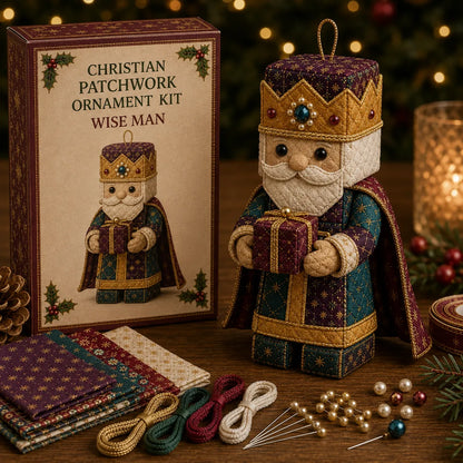 ⏳ Last Day 50% OFF – ✝️ Beginner-Friendly DIY Christian Block Figure Patchwork Ornament Kit Collection | Complete Kit with Pre-Cut Fabrics, Padded Ornament Form & Step-by-Step Guide Included 💕