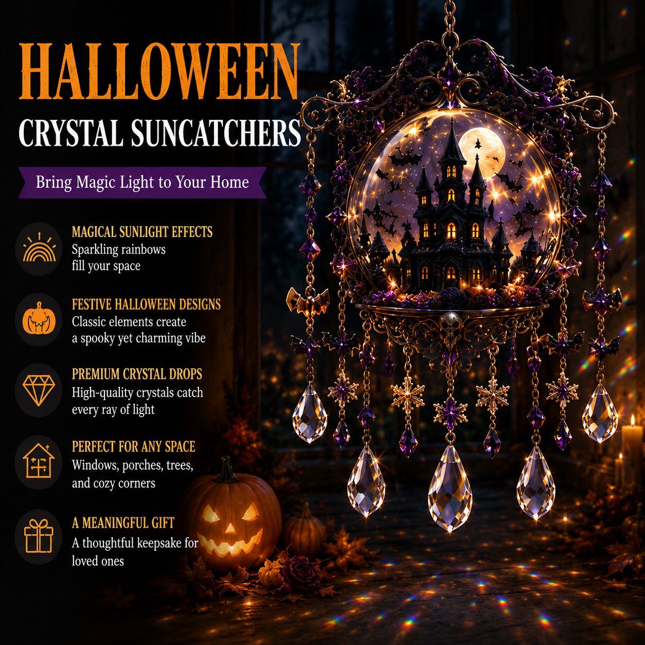 🎁Halloween Special Offer 50% OFF –🏰🎃Halloween Light-Catching Hanging Ornament