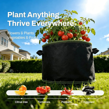 🌱5-Pack 5 Gallon Grow Bags -Heavy Duty Aeration FabricPots with Handles forVegetables, Flowers & Fruits🪴