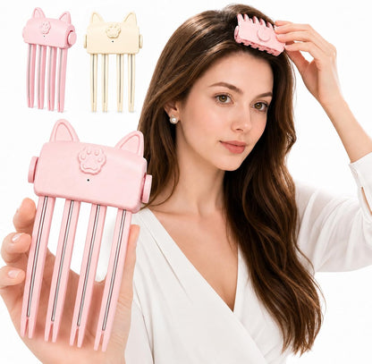 🐱 Cute Cat‑Ear Root Volume Heating Comb