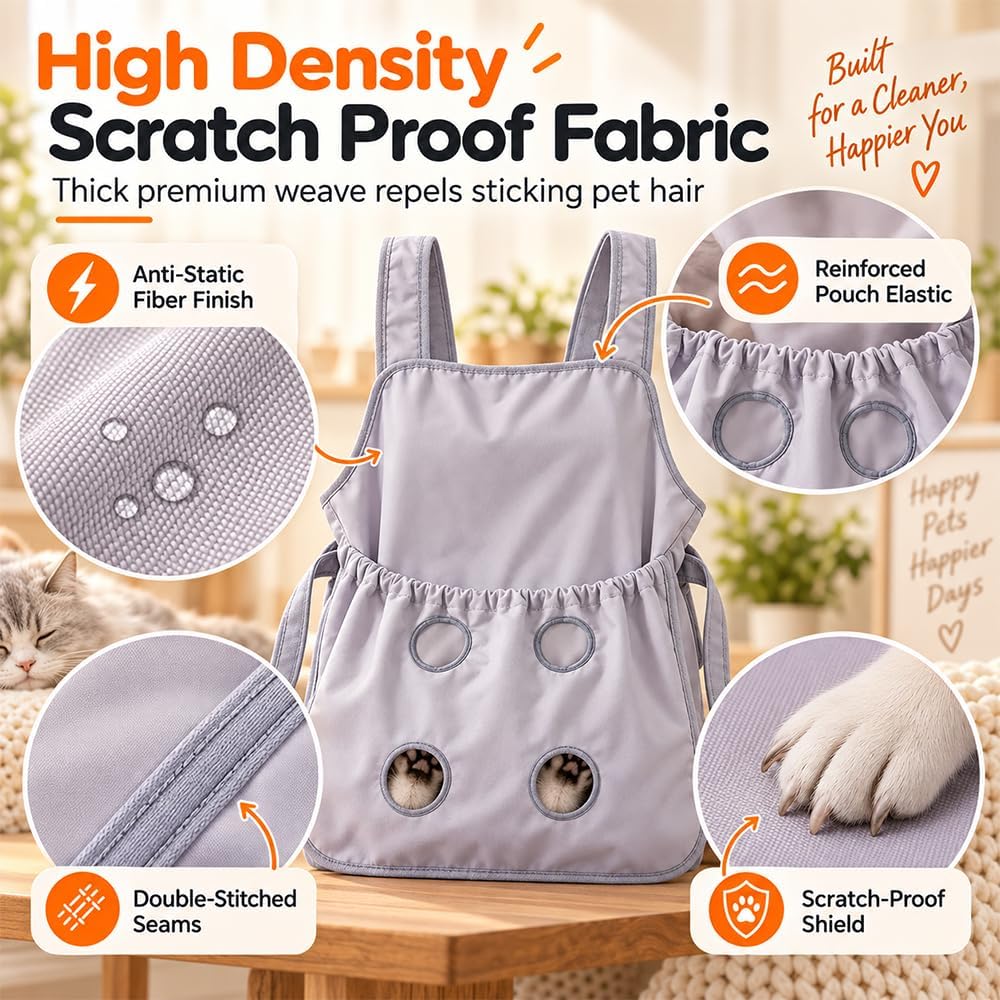 🐱 Anti-Fur Pet Apron – Cat Grooming Apron with 4 Leg Holes