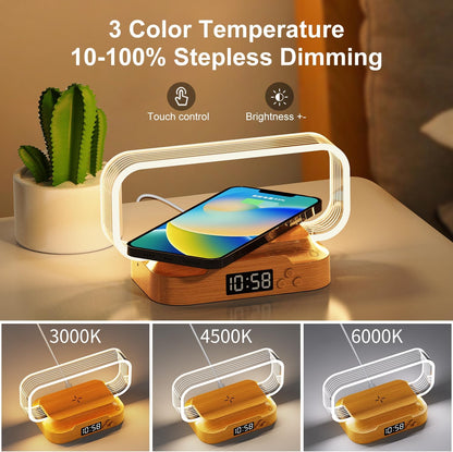 💡⚡Multifunctional Bedside Wireless Charging Night‑Light Station