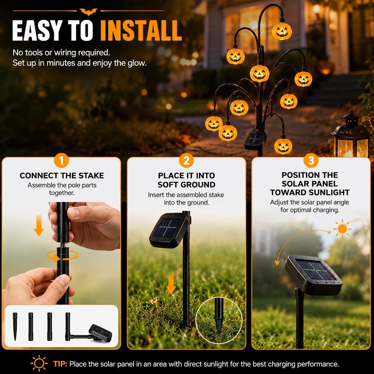 🎃Halloween Solar Tree Stump Light