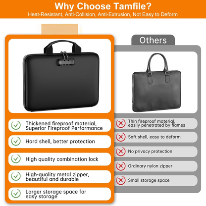 🔥 Fireproof Document Bag With Lock & Removable Accordion Folder