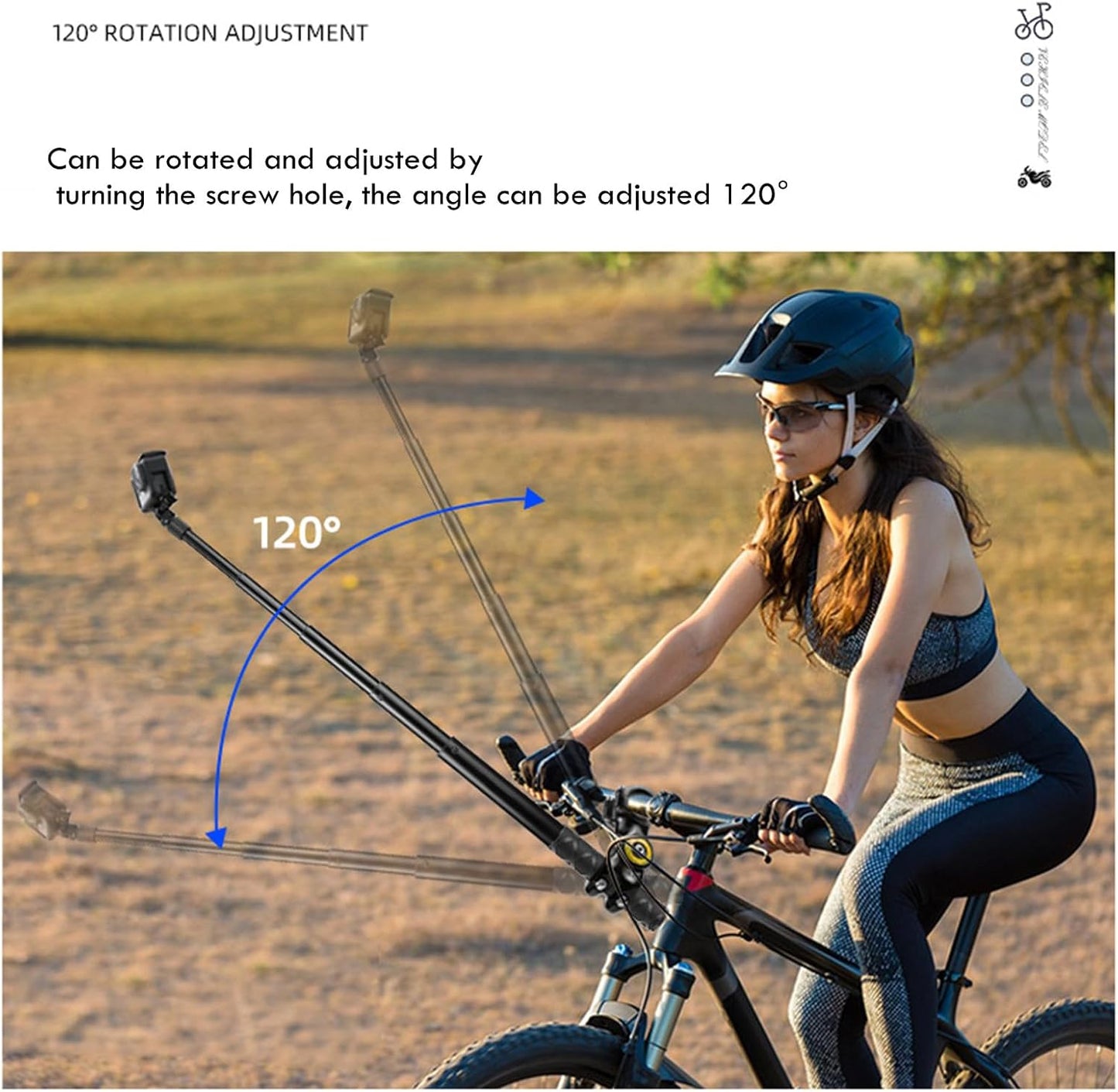 🚴Motorcycle & Bike Handlebar Camera Mount with Telescopic Selfie Stick | Cycling POV Recording Bracket
