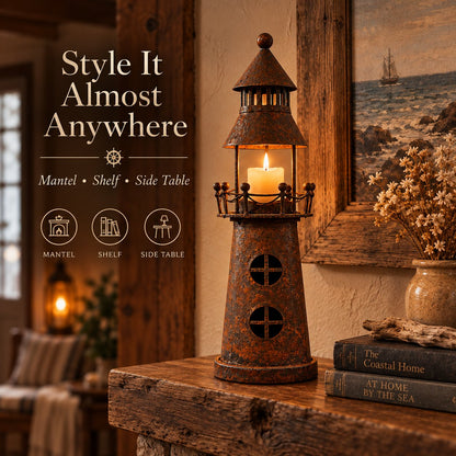 🕯️ Vintage Lighthouse Candle Lantern -Bring the Warm Glow of an Old Lighthouse Home🎁