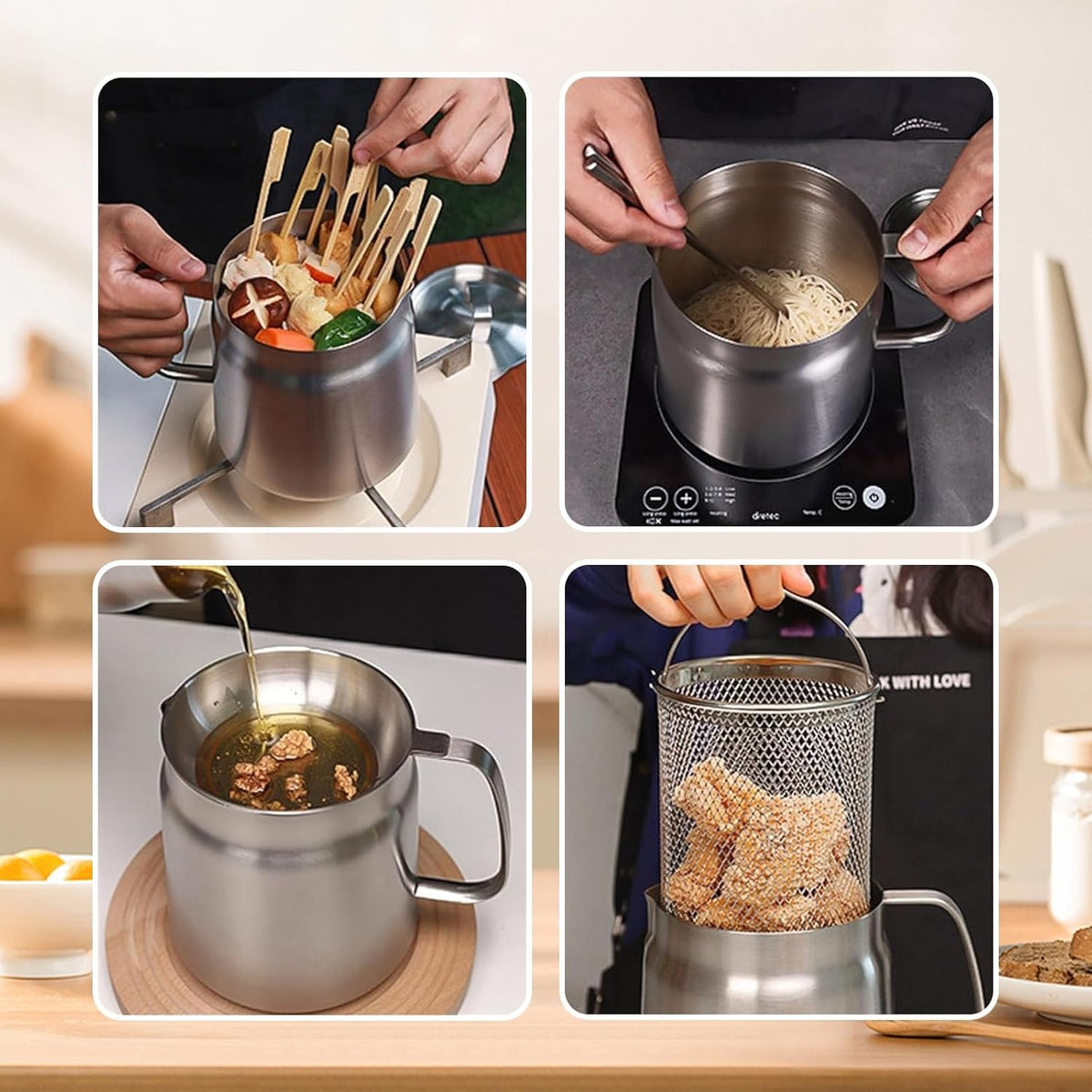 🍳 Multi-Functional 304 Stainless Steel Oil Filter Pot & Deep Fryer Set