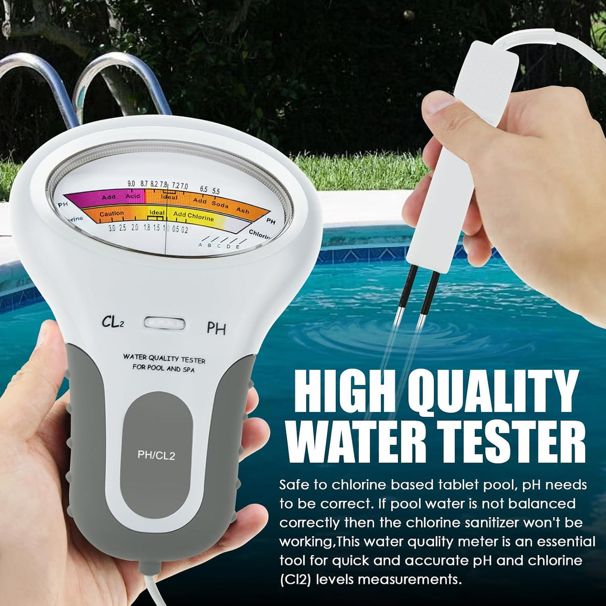 💧🔬 Pool & Spa PH Chlorine Water Quality Tester|Accurately measure the pH and chlorine levels in your swimming pool—simple, fast, and reliable🏊