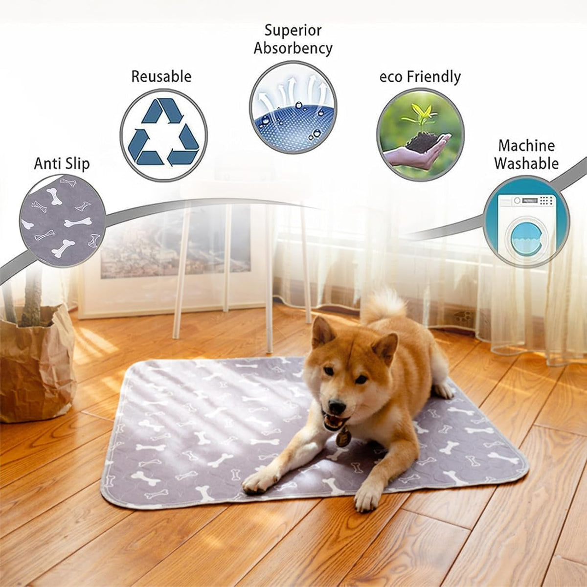 🐾 Reusable Washable Dog Pee Pad-Reusable puppy potty pads for dogs and cats