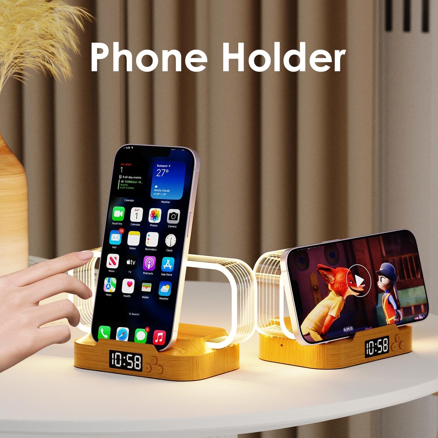 💡⚡Multifunctional Bedside Wireless Charging Night‑Light Station