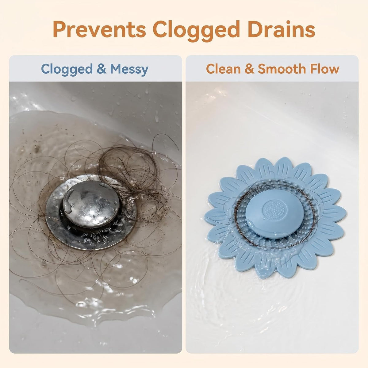 🌻4PCS-Sunflower Silicone Drain Cover| Hair Catcher & Anti-odor Stopper