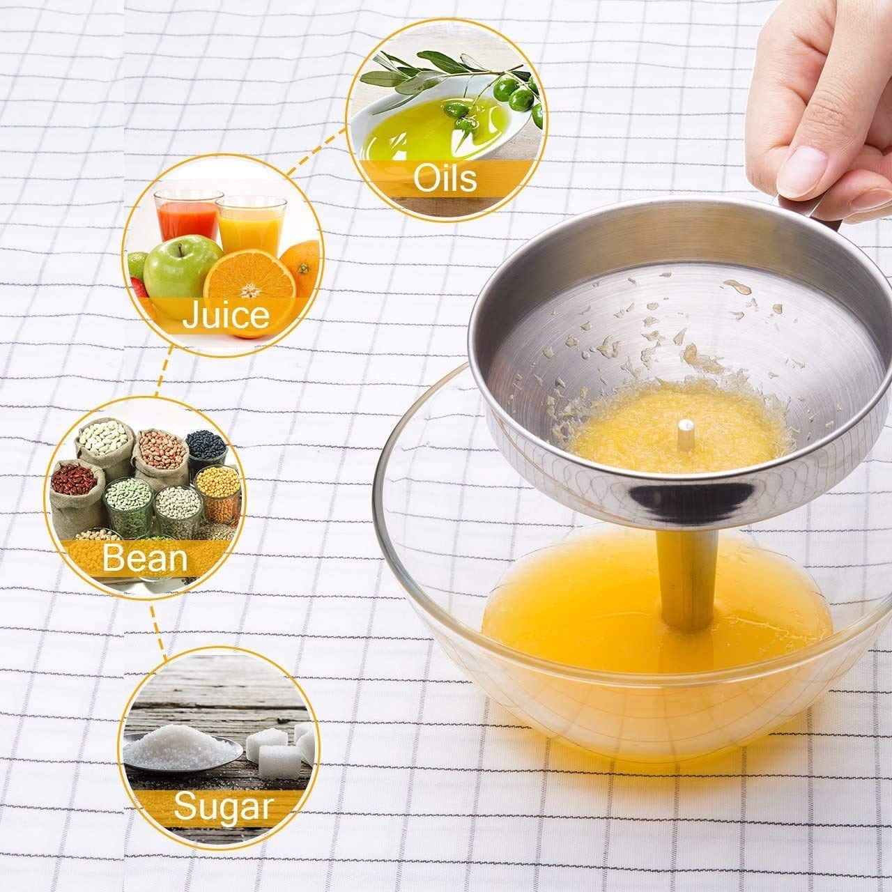 🥘Stainless Steel Kitchen Funnel With Detachable Filter Strainer