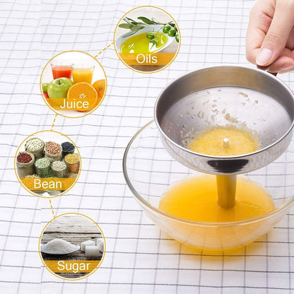 🥘Stainless Steel Kitchen Funnel With Detachable Filter Strainer