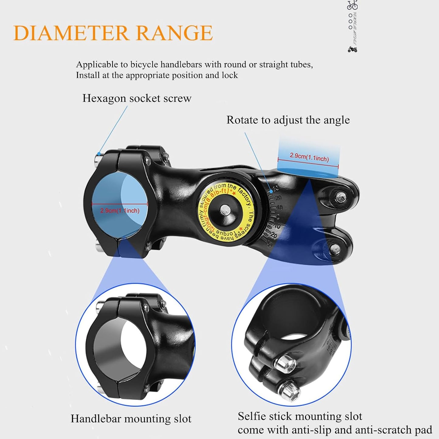 🚴Motorcycle & Bike Handlebar Camera Mount with Telescopic Selfie Stick | Cycling POV Recording Bracket
