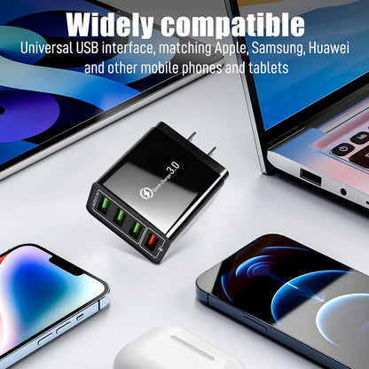 ⚡ 4-Port USB QC3.0 Multi Fast Charger