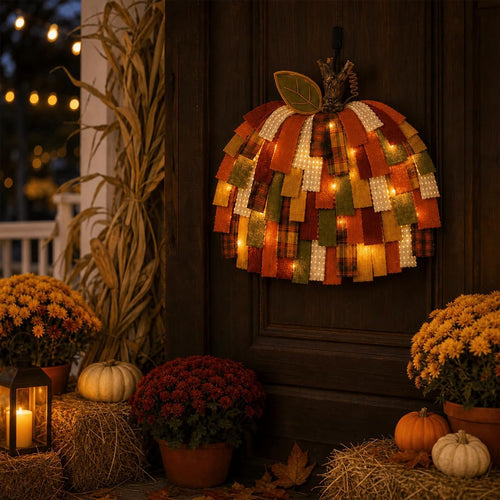 Handmade Patchwork Pumpkin Door Hanger
