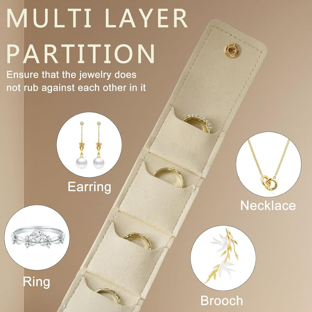 3PCS Travel Jewelry Organizer Bags – Compact Jewelry Case for Rings, Earrings & Necklaces