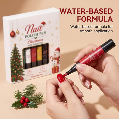 🎄💅 6-Color Christmas Nail Polish Pen Set – Easy Festive Nail Art at Home