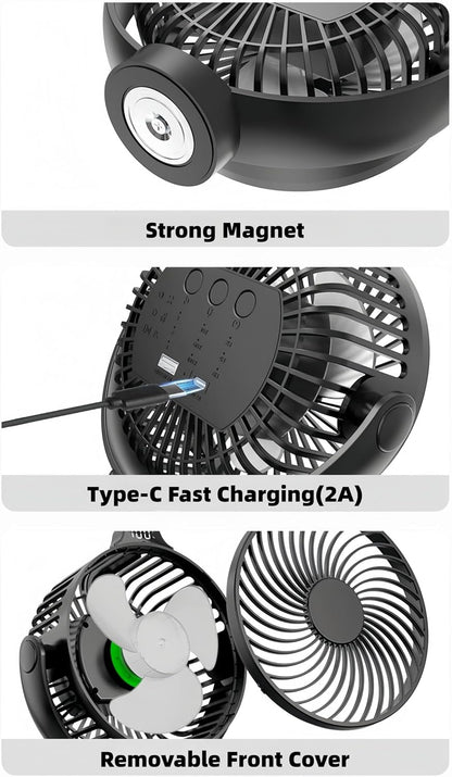 🧲 Multi-Function Magnetic Rechargeable Mini Fan with Night Light & Remote Control