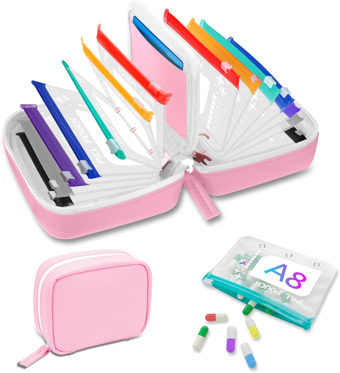 💊A8 Waterproof Pill Pouch Set –  14 Days of Meds & Vitamins💧Waterproof & Crush-Resistant Shell