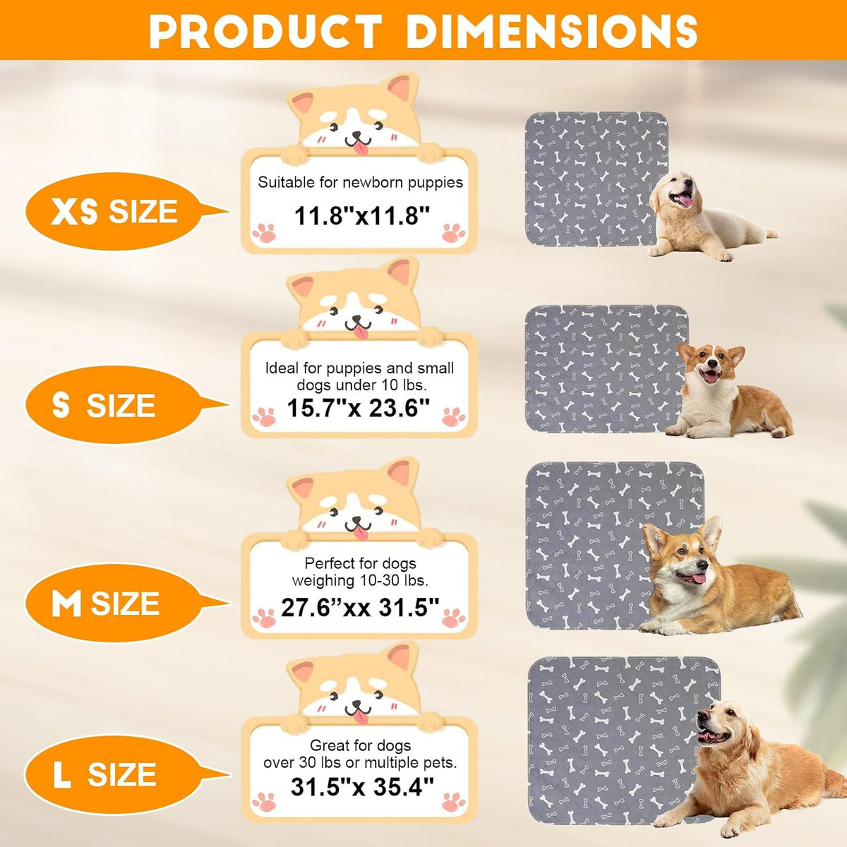 🐾 Reusable Washable Dog Pee Pad-Reusable puppy potty pads for dogs and cats