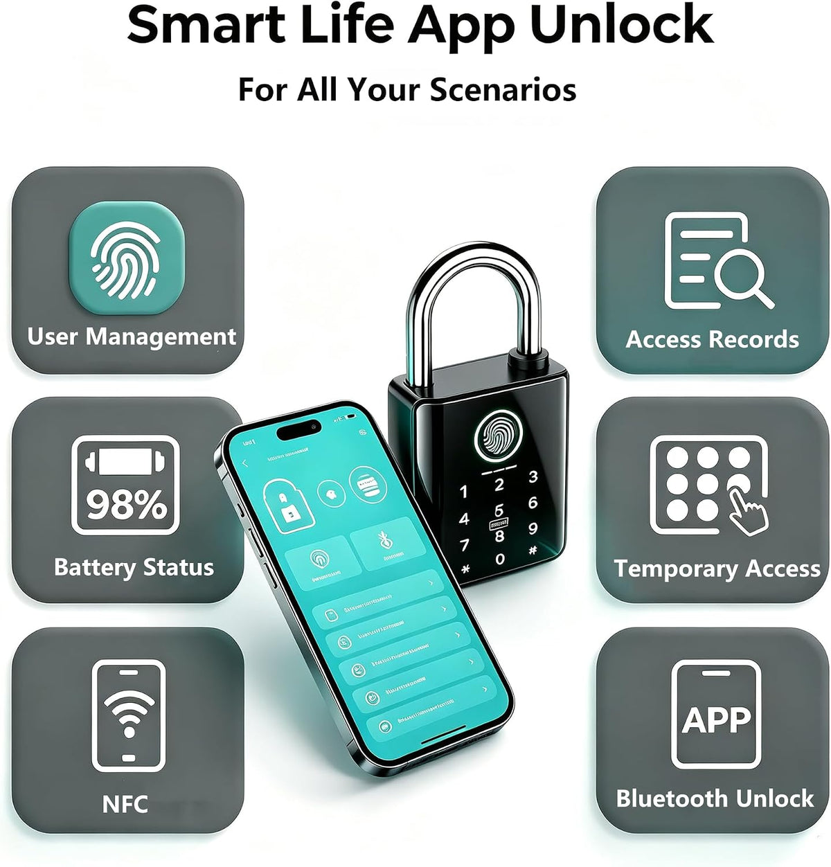 🔒 Smart Fingerprint Padlock with Touchscreen Keypad for Keyless Door and Locker Security