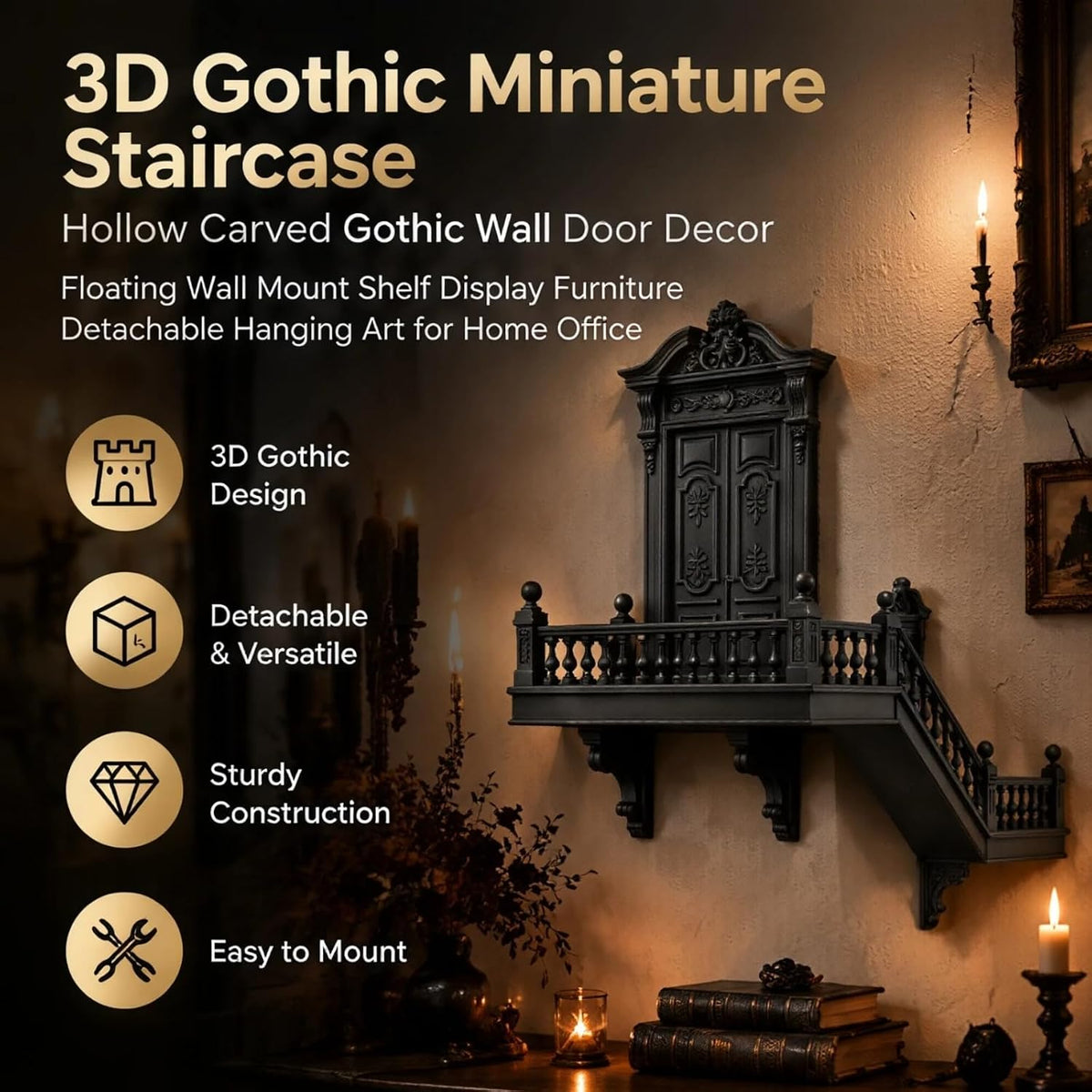 📙 Last Day 49% OFF - 🖤 Gothic Miniature Architecture Wall Shelf