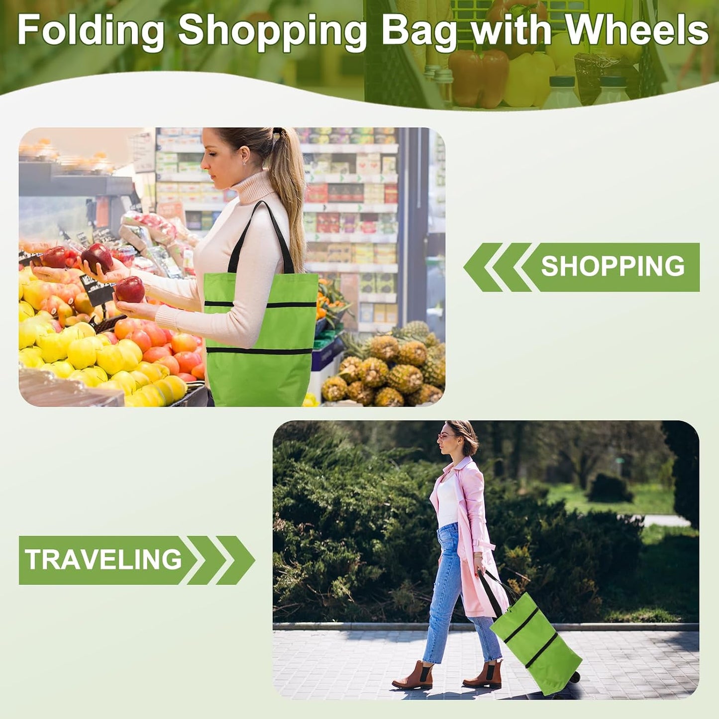 2-in-1 Foldable Shopping Cart