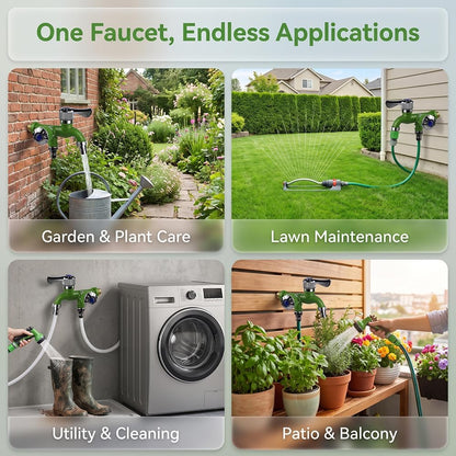 💧 Dual-Outlet Faucet – Two Independent Water Connections for Laundry, Garden & Everyday Cleaning