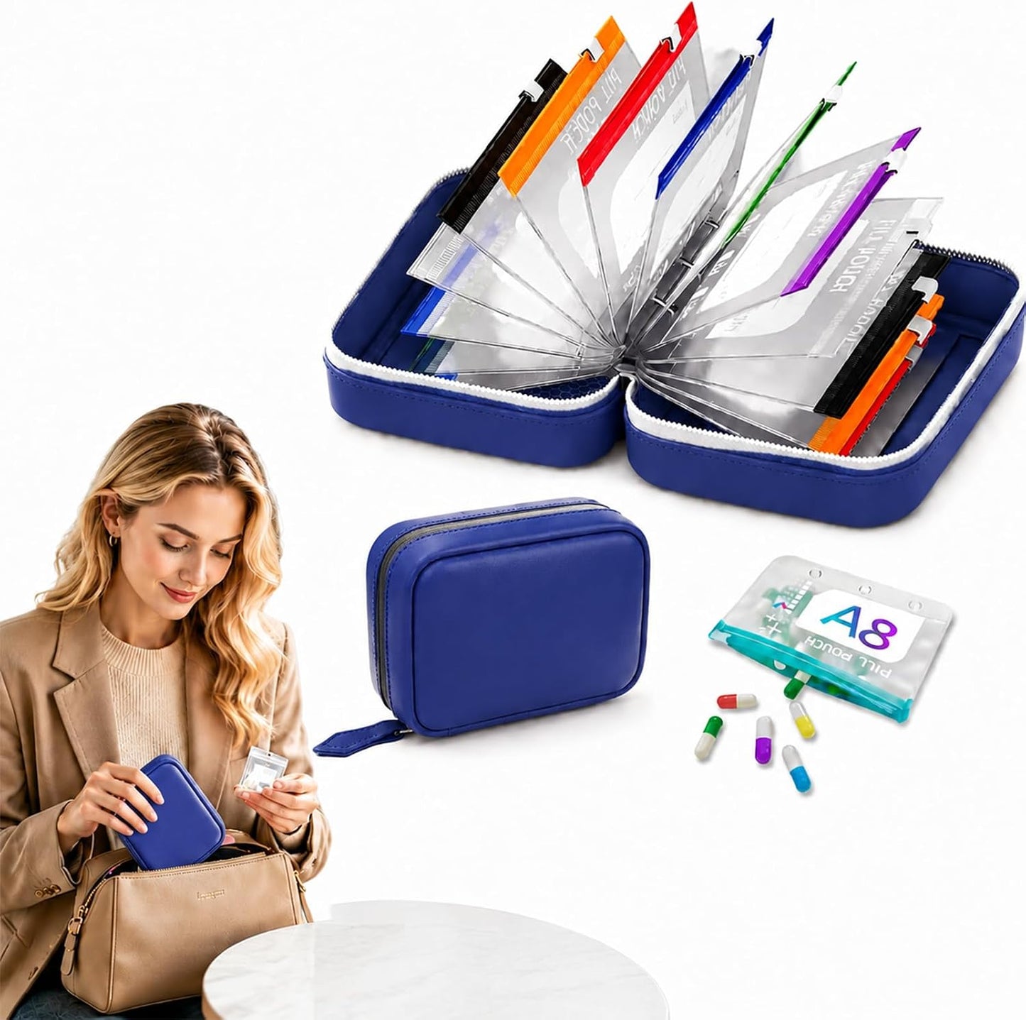 💊A8 Waterproof Pill Pouch Set –  14 Days of Meds & Vitamins💧Waterproof & Crush-Resistant Shell